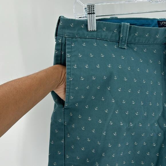 J.Crew READE Chino Short Pine Green Anchor novelty Print classic preppy size 34 - Picture 3 of 5